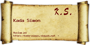 Kada Simon névjegykártya